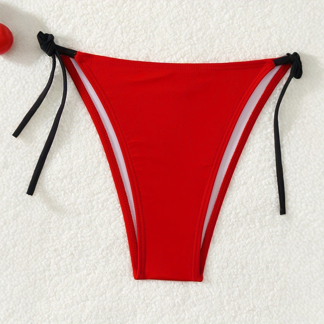 Color Block Halter Bikini Set in Yellow, Green, Red, and Black
