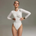 Long-Sleeved Zipper One Piece Swimsuit in Solid Color