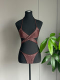 Sexy Cutout Halter Bikini with Rhinestone Accents - Boho Swimwear