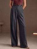 Summer Office Straight Old Money High Waist Drooping Casual Work Pant High Sense Wide Leg Slimming Women Pants（No Belt）