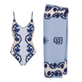 Retro Pattern One Piece Swimsuit Women Two Piece Ethnic Print Vacation Swimsuit
