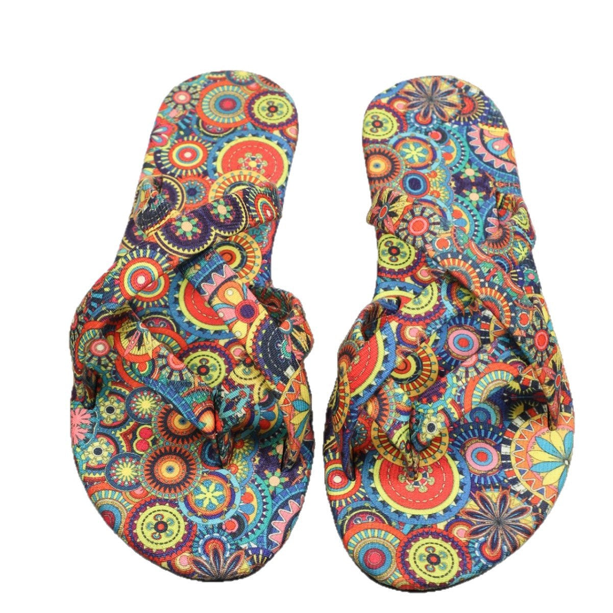 Women’s Boho Flat Printed Slippers Comfortable Ethnic Sandals - Image 2