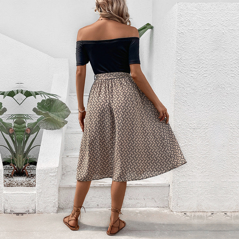 Summer Women Clothing off Shoulder Color Matching Dress