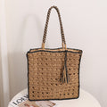 Woven Straw Shoulder Bag with Tassel Detail for Beach and Travel - Image 2