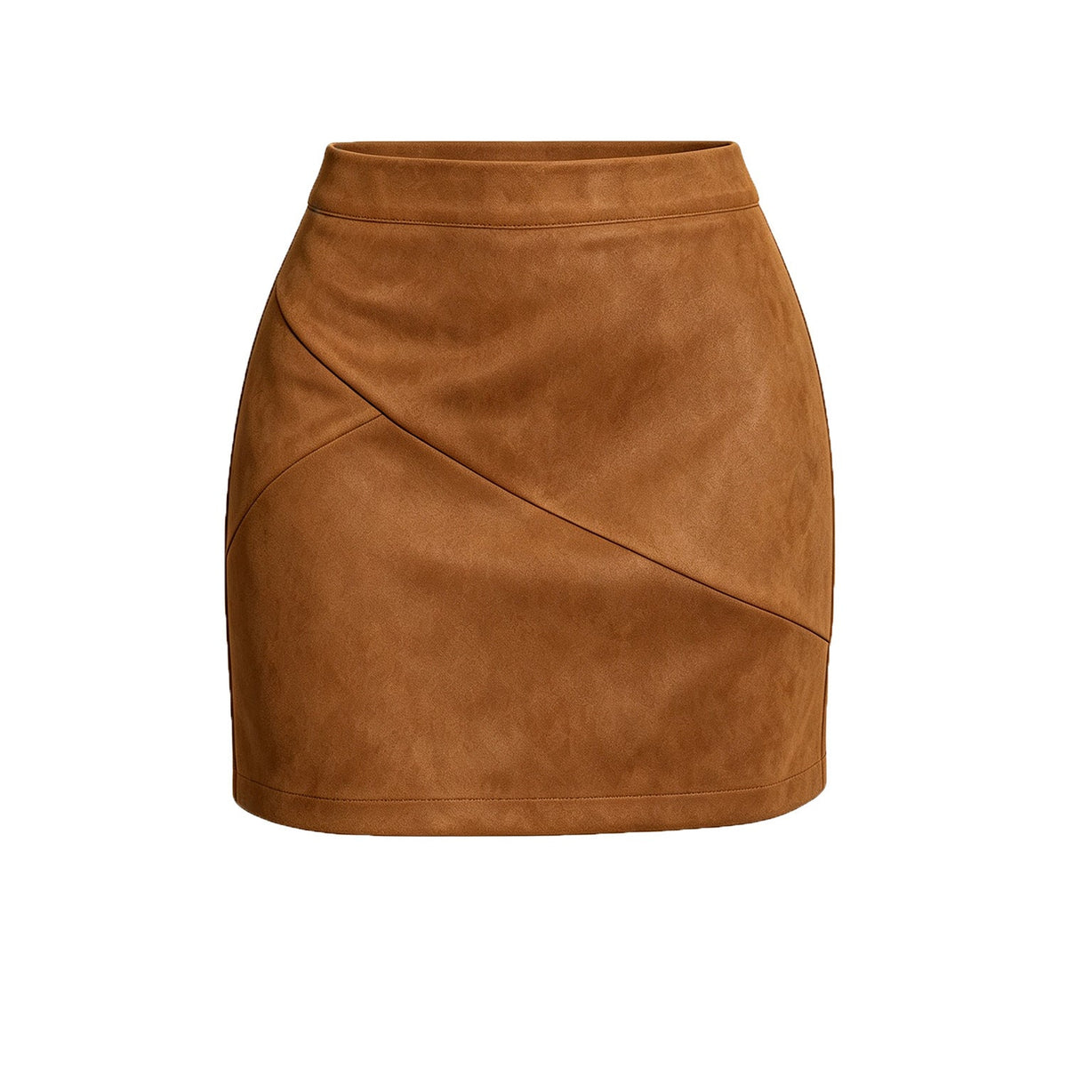 Women Clothing Autumn Winter Suede Skirt High Waist Zipper Splicing Skirt Women