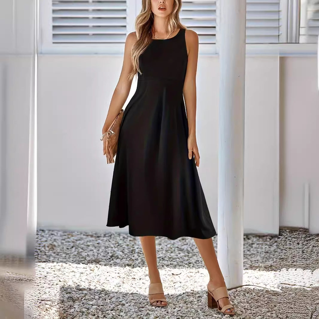 Solid Color Sleeveless Sexy Dress Slim Fit Women