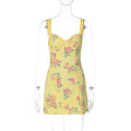 Women Clothing Summer Printed Lace Sheath Sexy Strap Dress