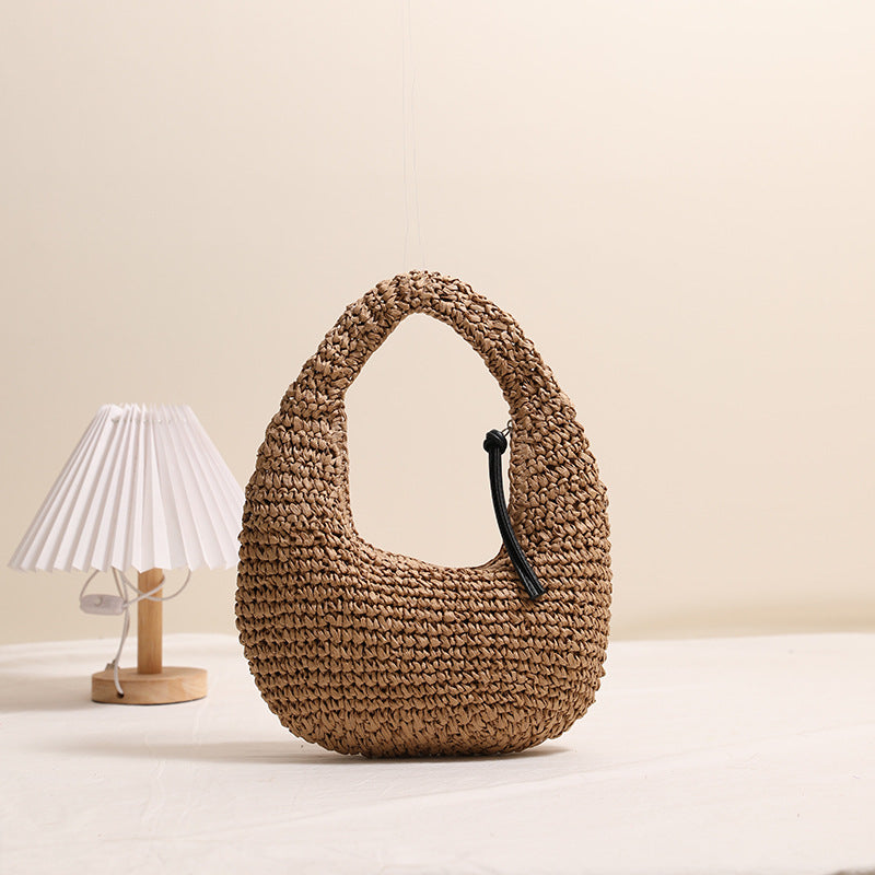 Woven Straw Handbag with Tassel Detail for Beach and Vacation - Image 2