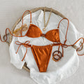 Bikini Swimsuit Sexy Solid Color Beaded Bikini Swimsuit