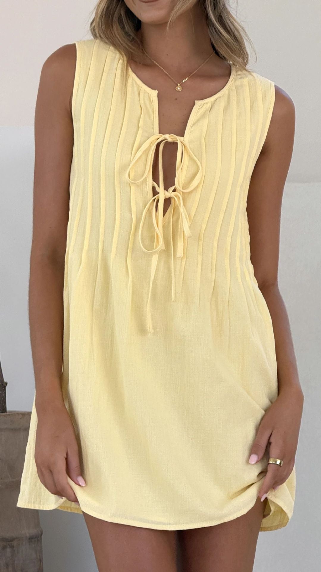 Summer Women Clothing Chest Strap Stripes Stitching Sleeveless Short Dress