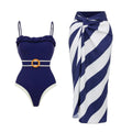 Swimsuit Navy Blue Tube Top Design One Piece Swimsuit Set for Women