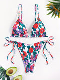 Vintage Floral Bikini Set with Tie Detail Boho Vacation Swimwear