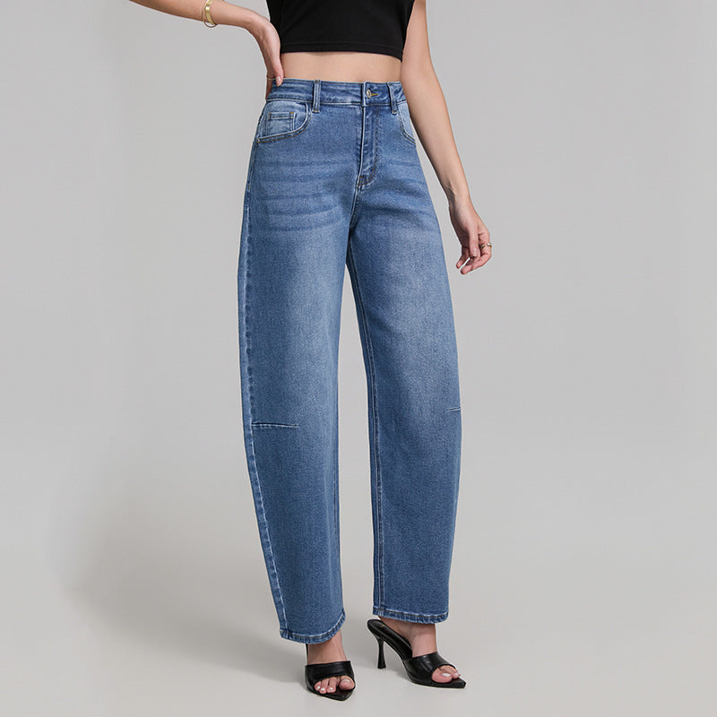 Blue High Street Wide Leg Highly Elastic Jeans for Women Summer High Looking Slimming Matchet Pants Women