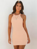 Spring Summer Sexy Rib Small Sling Dress Solid Color Knitted Slimming Commuting
