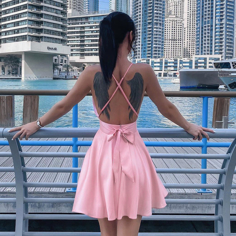 Summer Bow Swing Sexy Cami Dress Women Clothing