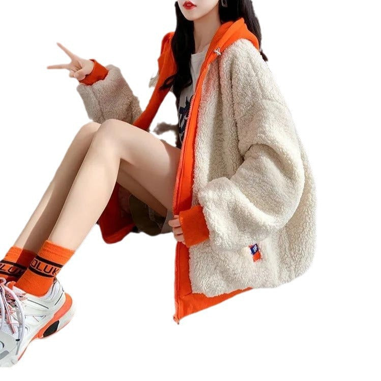 Women's Cozy Sherpa Hooded Zip-Up Jacket - Warm Winter Outerwear