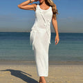 Women’s 3D Floral Knit Midi Dress Scoop Neck Bodycon Beach Dress