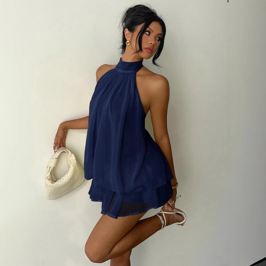 Elegant Slim Fit Sexy Backless Halter Waist Tight Jumpsuit Women