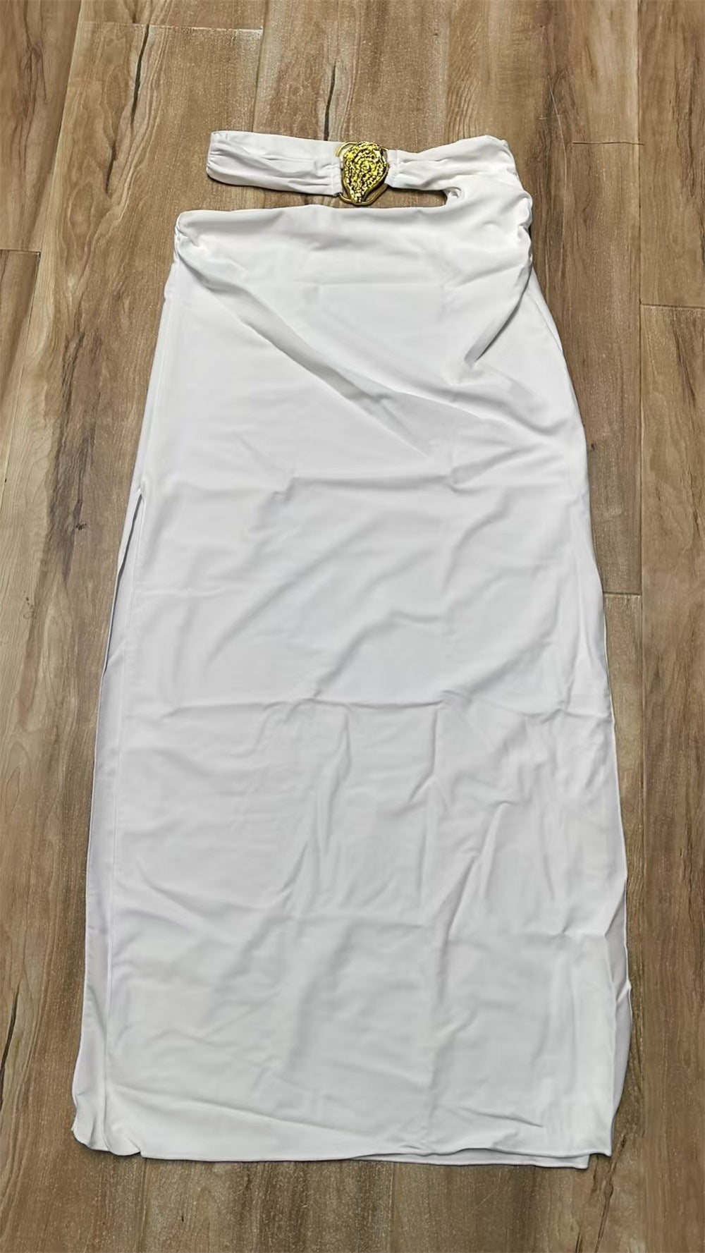 Pure White High Waist Split Bikini Sexy Cutout Ruched Swimsuit