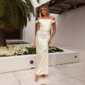 Summer off the Shoulder off Neck Bandage Elegant Sexy Dress Stretch Skinny Sheath Maxi Dress