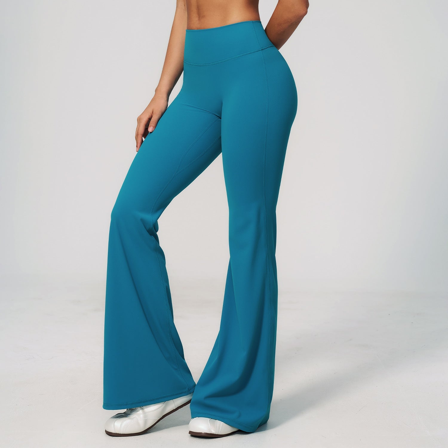 Summer Brushed Yoga Trousers High Waist Shaping Outdoor Running Sports Fitness Bell Bottom Pants Women