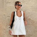 Wide Shoulder Strap U Neck Short Dress Spring Summer Sleeveless Loose Slimming Casual A line Dress