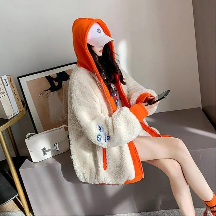 Women's Cozy Sherpa Hooded Zip-Up Jacket - Warm Winter Outerwear