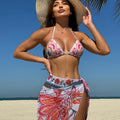 Three Piece Set Floral Printing Customized Mesh Three Piece Set Swimwear Swimsuit Bikini Bikini