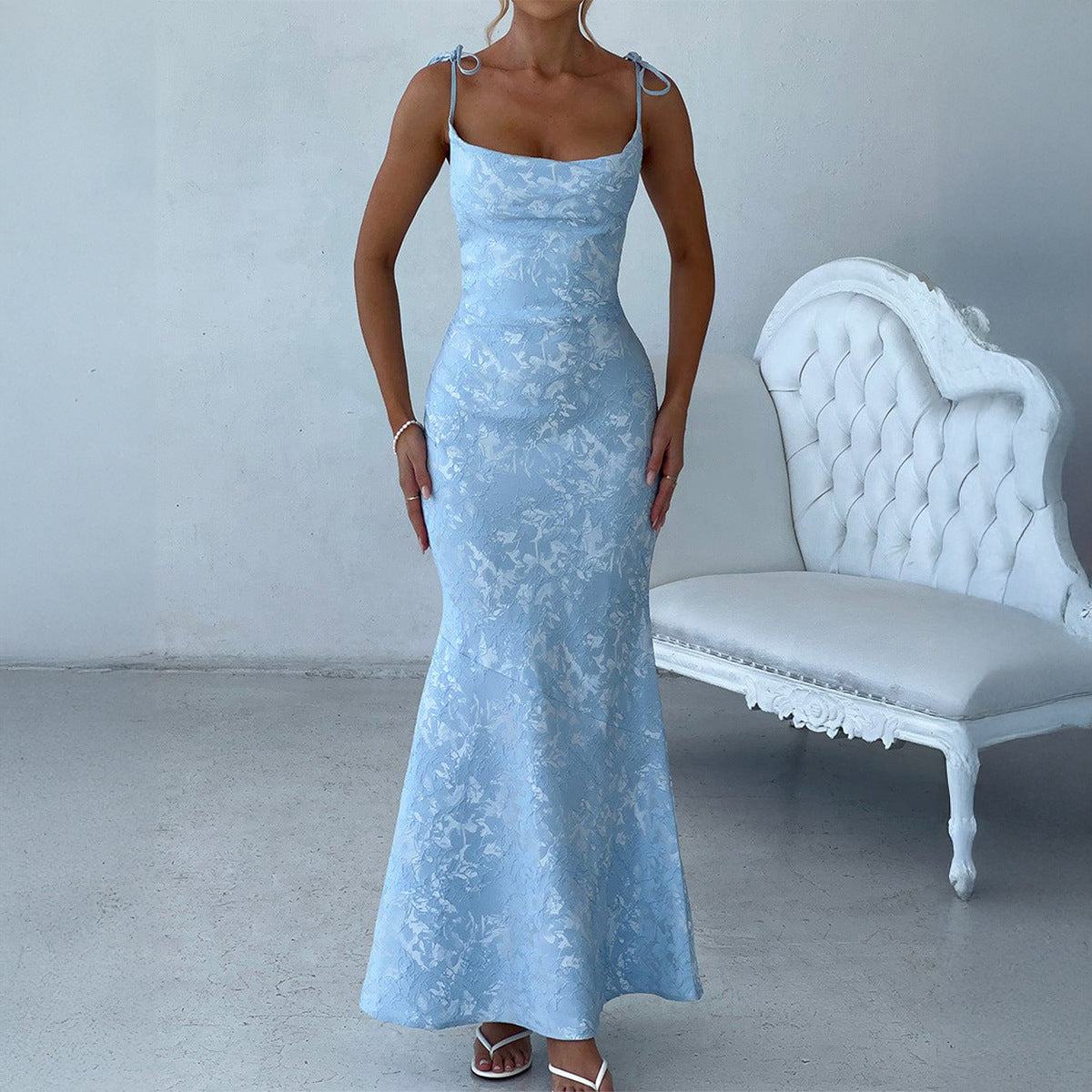 Elegant Evening Dress Hip Spaghetti Straps Dress Women Clothing Summer