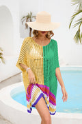 Summer Women Patchwork Cutout out Beach Dress Loose Beach Cover Up Women