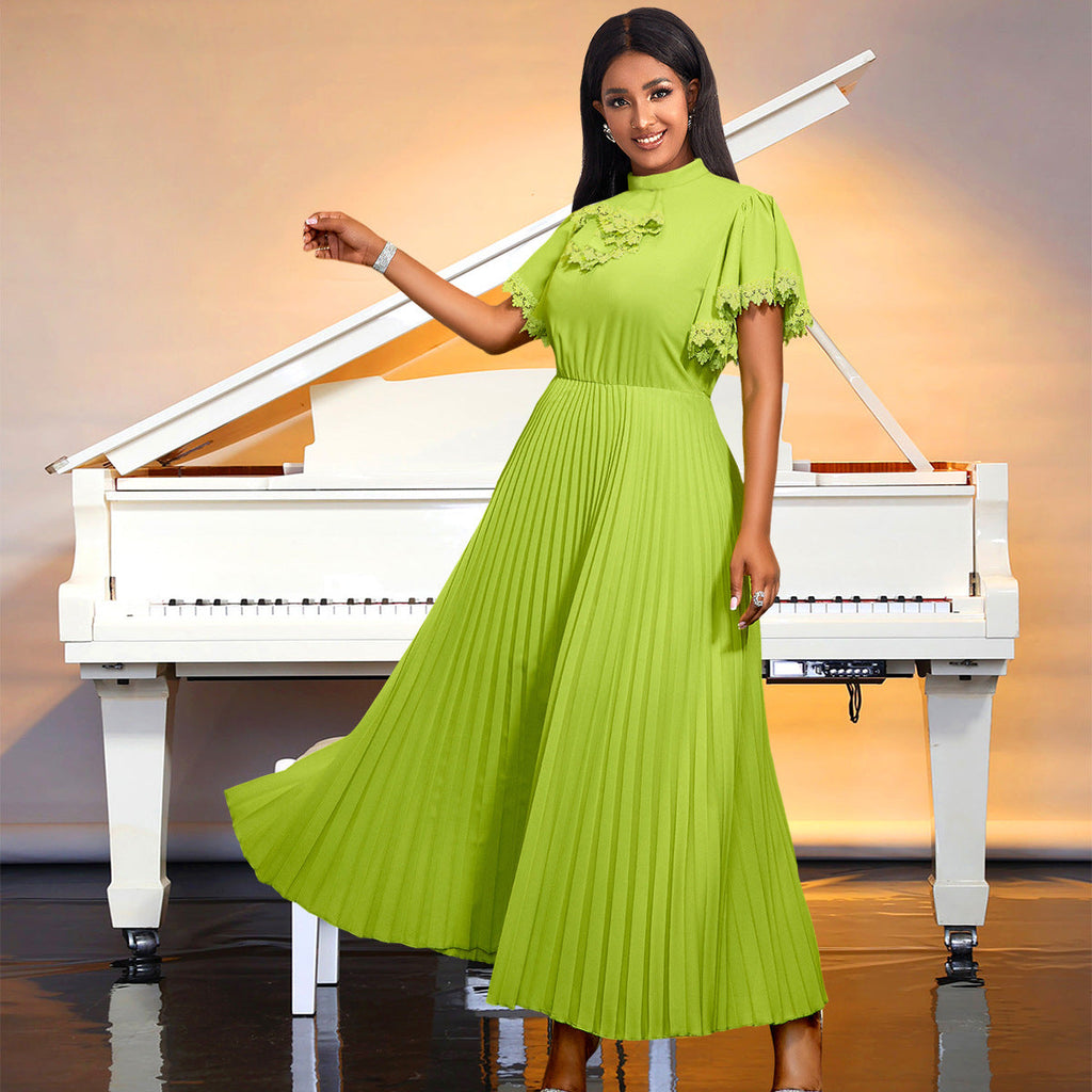 Fashionable Elegant Green A Line Party Cocktail High Waist Pleated Formal Dress