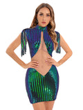 Sexy Sheer Mesh Stitching Dress Women Clothing Evening Dress