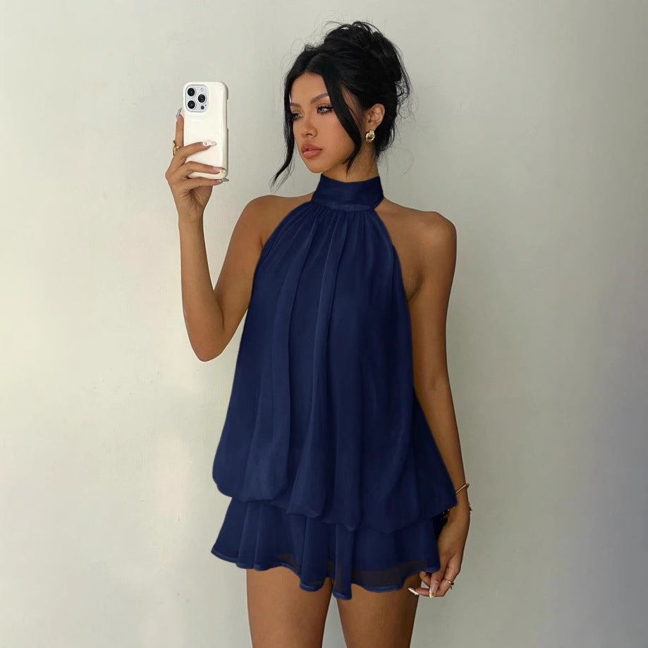 Elegant Slim Fit Sexy Backless Halter Waist Tight Jumpsuit Women