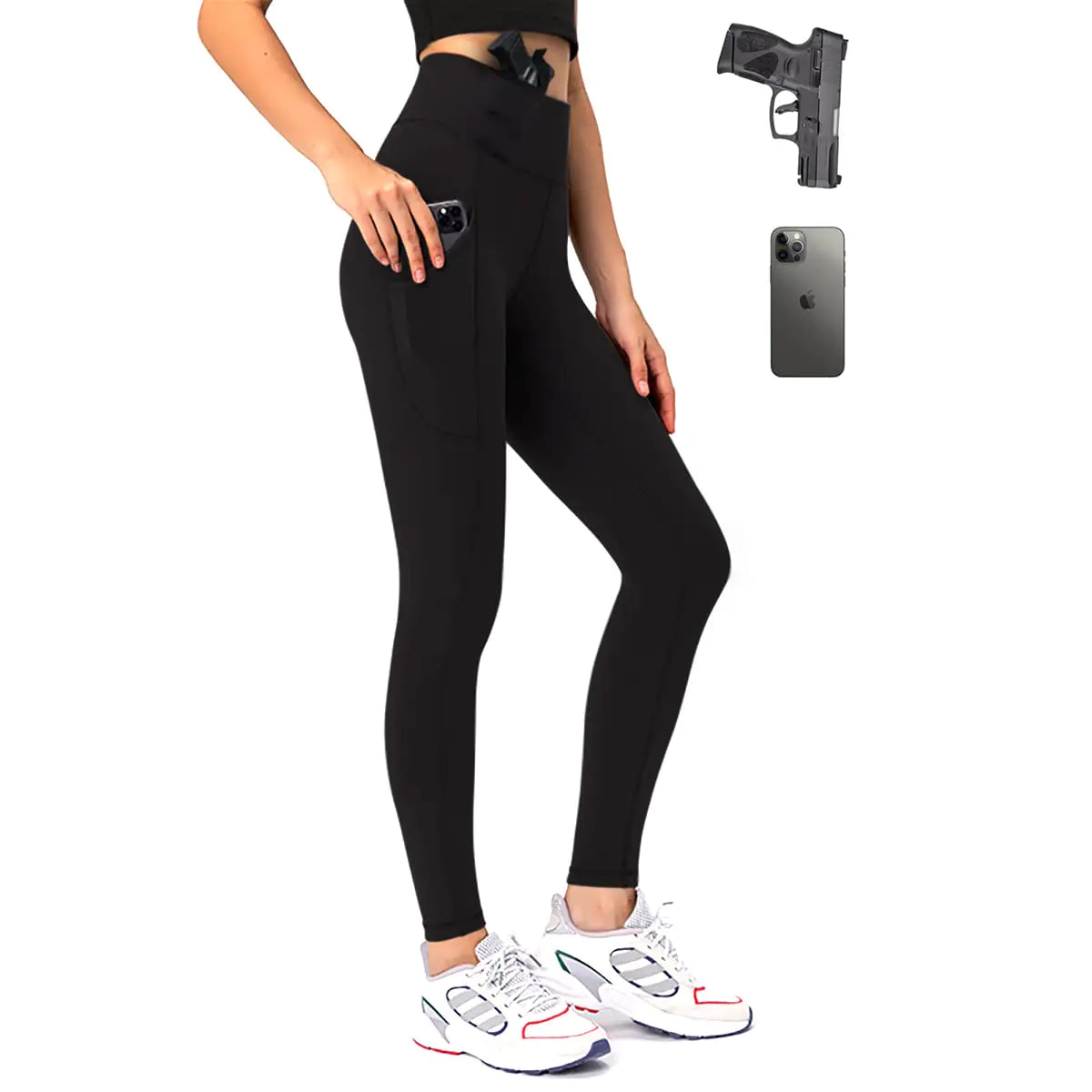 Lilcreek Womens Concealed Carry Leggings Gun Holster with Side PocketsConcealment Compression Universal Yoga Pants