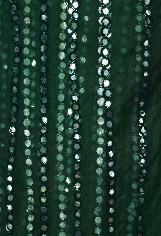 Bottle Green Organza Mirror Stripe Dupatta for Festive Looks