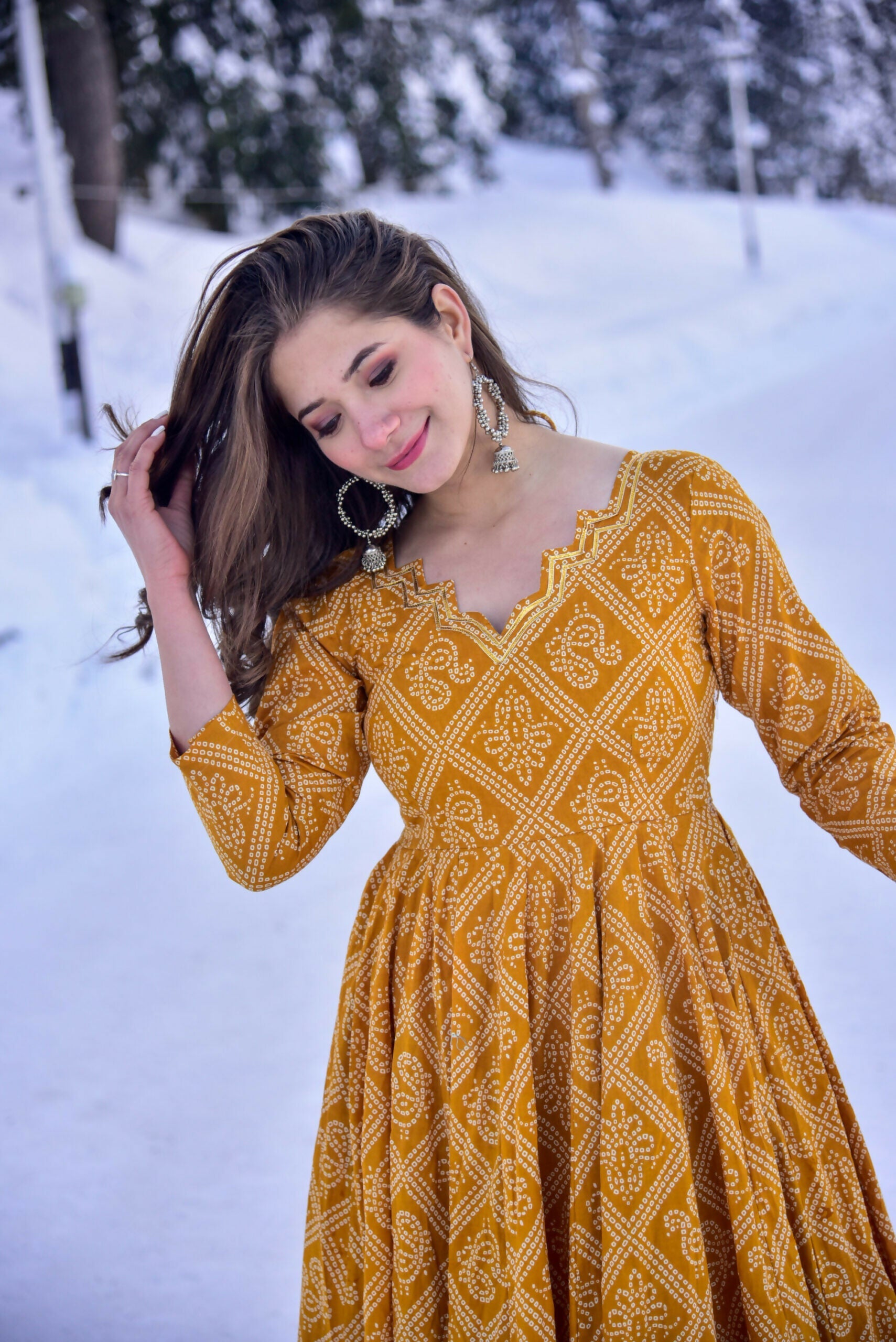 Women's Mustard Cotton Silk Digital Printed Kurta Plazo Set