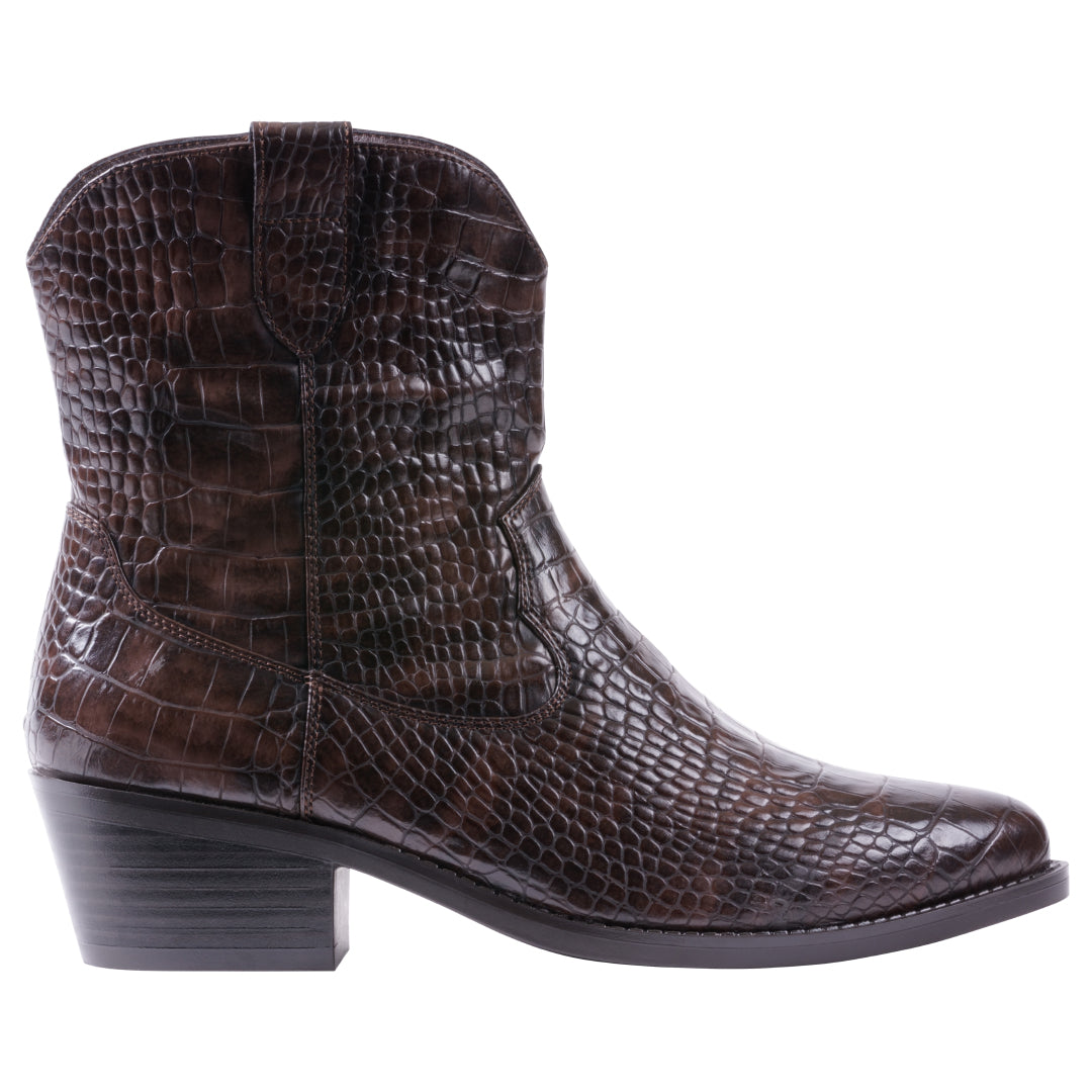 Women's Brown Leopard Print Leather Western Ankle Booties