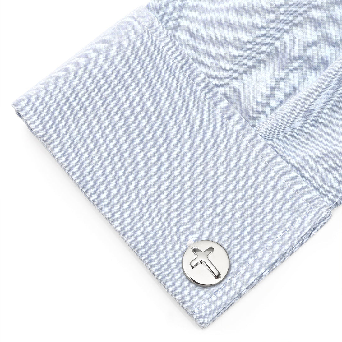 Cross Round Stainless Steel Cufflinks