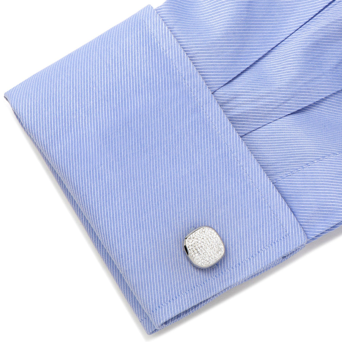 White Pavé Crystal Stainless Steel Cufflinks for Formal Wear