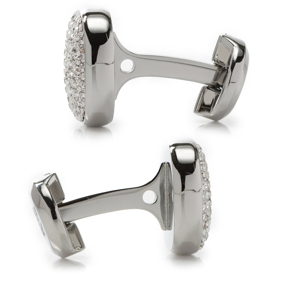 White Pavé Crystal Stainless Steel Cufflinks for Formal Wear
