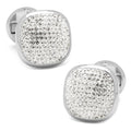 White Pavé Crystal Stainless Steel Cufflinks for Formal Wear