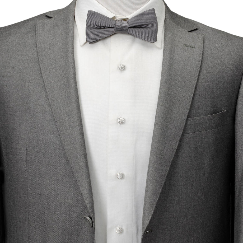 White Pave Crystal 5-Stud Set for Formal Wear and Tuxedo Shirts - Image 2