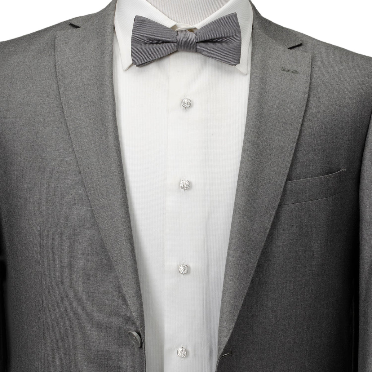 White Pave Crystal 5-Stud Set for Formal Wear and Tuxedo Shirts - Image 2