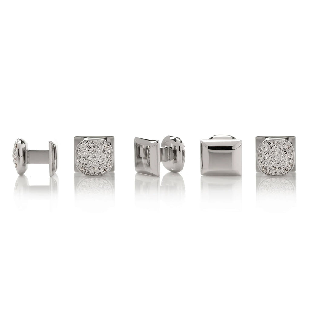 White Pave Crystal 5-Stud Set for Formal Wear and Tuxedo Shirts - Image 3
