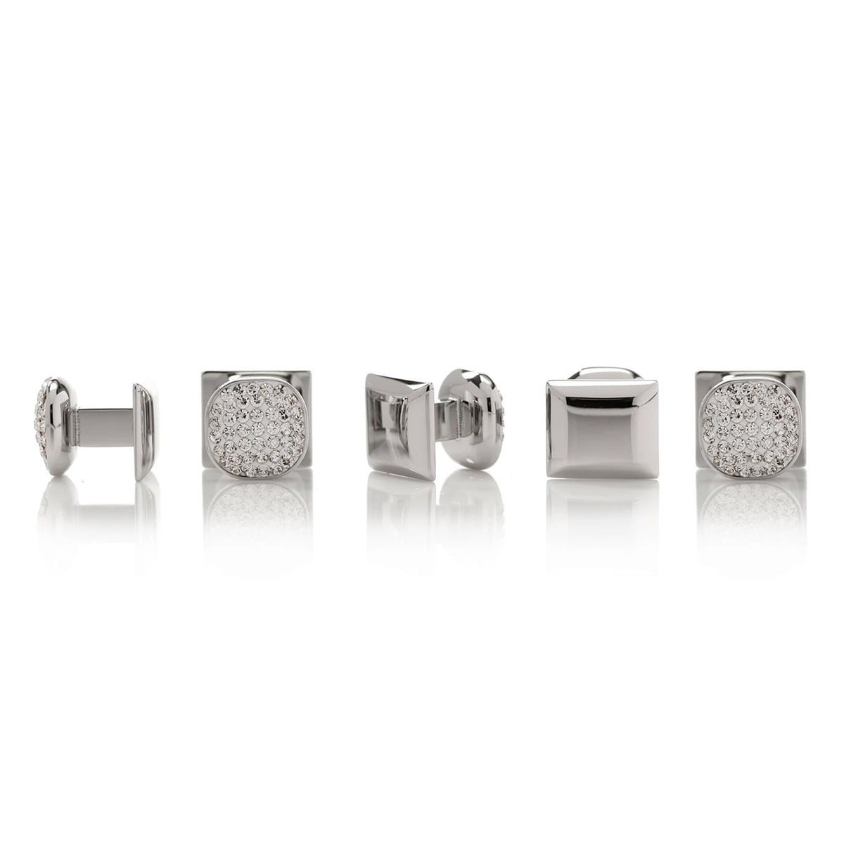 White Pave Crystal 5-Stud Set for Formal Wear and Tuxedo Shirts - Image 3