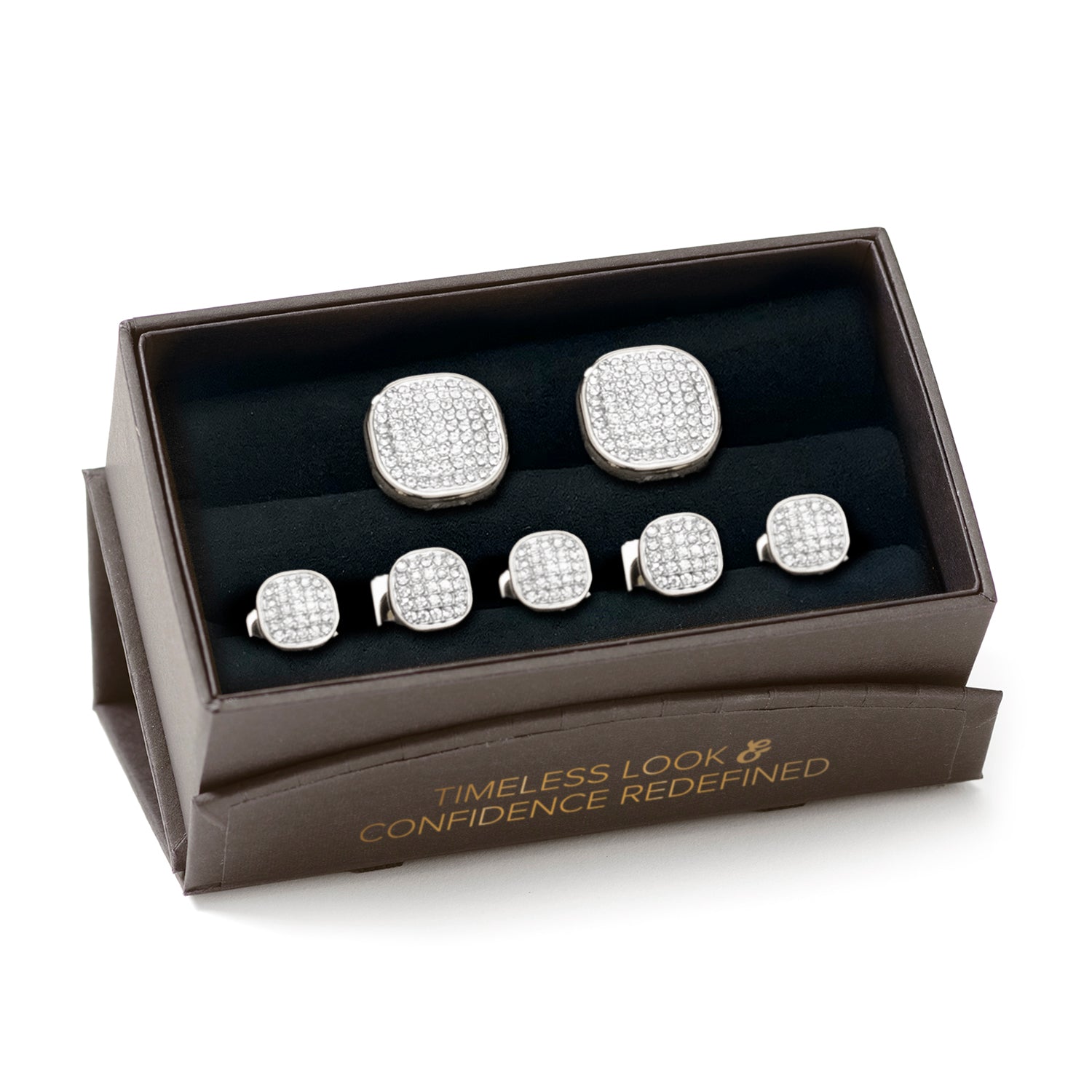 White Pave Crystal 5-Stud Set for Formal Wear and Tuxedo Shirts - Image 7