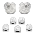White Pave Crystal 5-Stud Set for formal tuxedo shirts