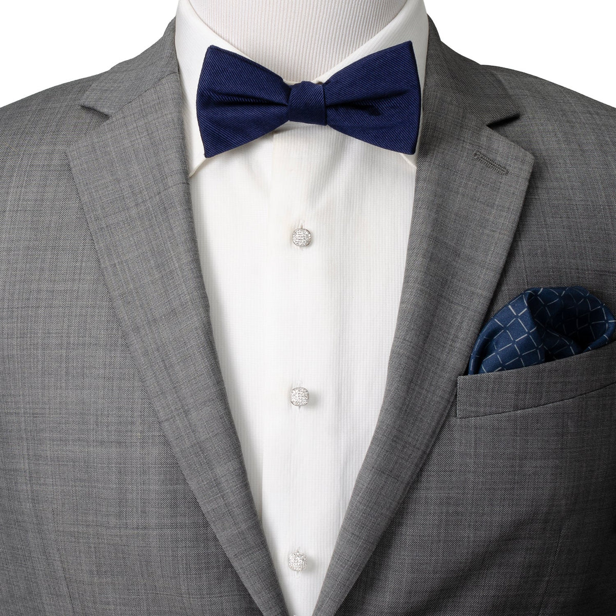 White Pave Crystal 5-Stud Set for Formal Tuxedo Wear