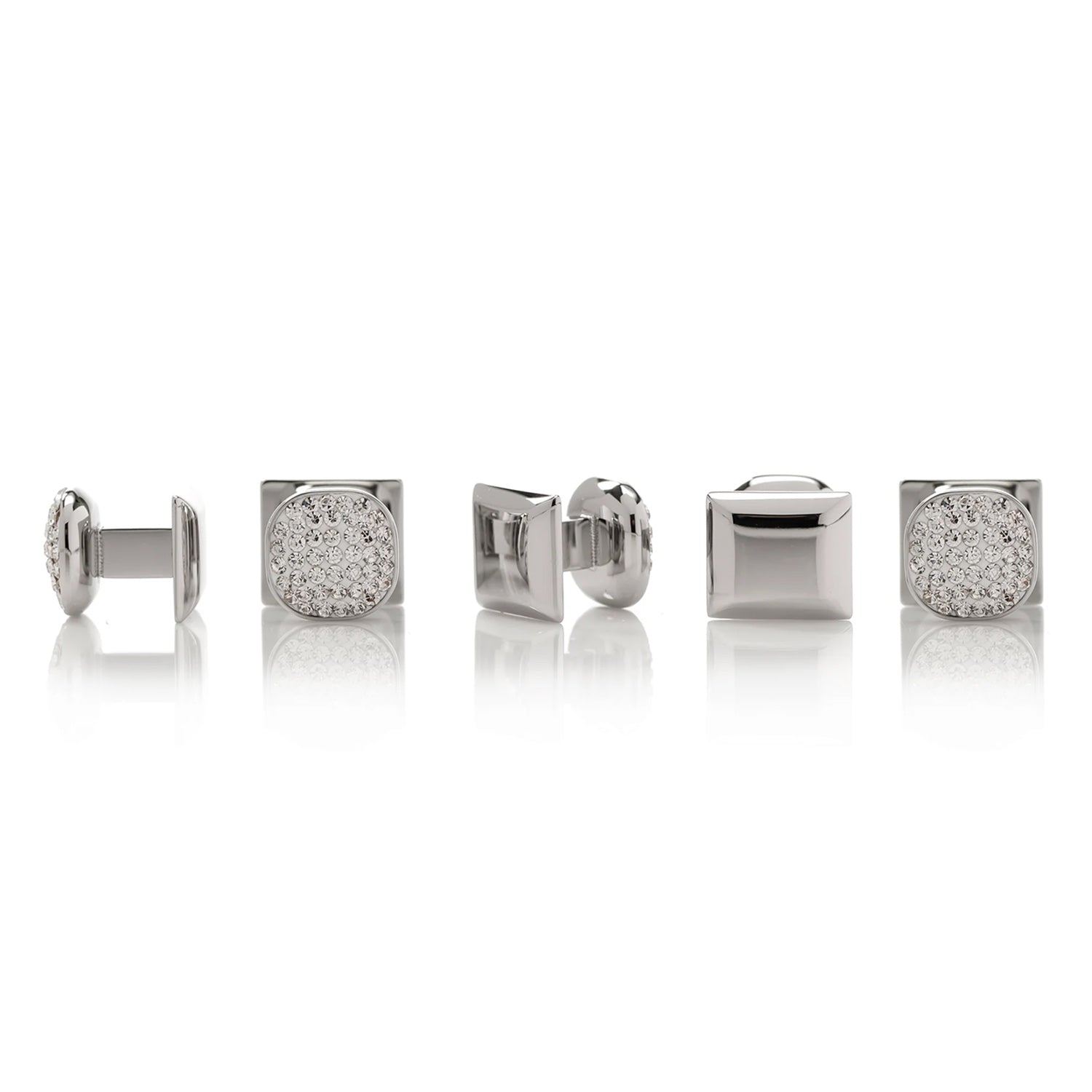 White Pave Crystal 5-Stud Set for Formal Tuxedo Wear