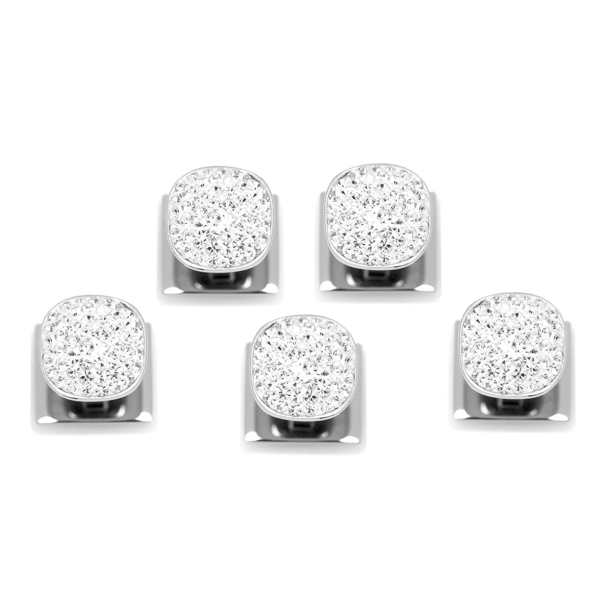 White Pave Crystal 5-Stud Set for Formal Tuxedo Wear